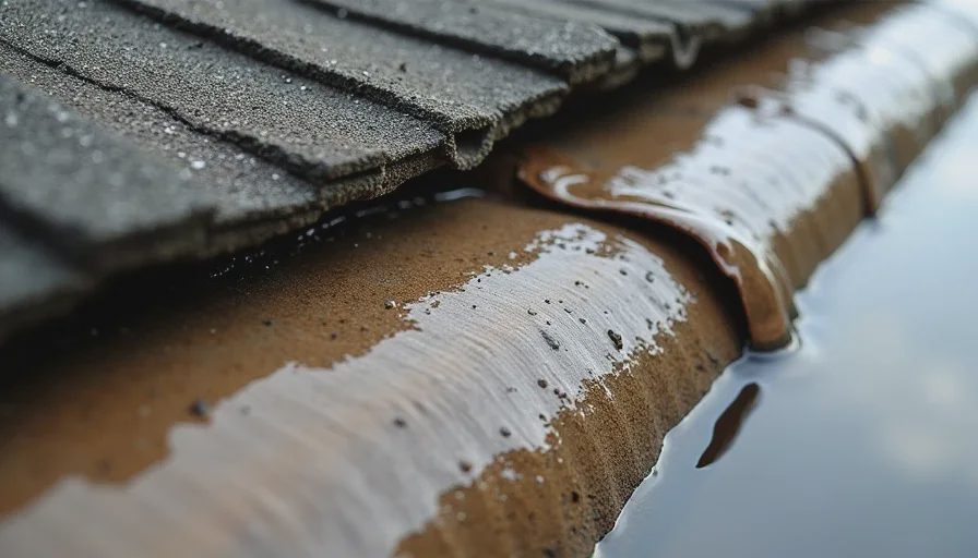 Roof cricket diverting water away from curb.