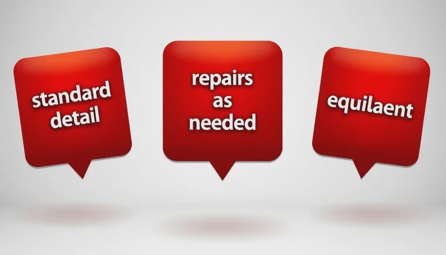 Red flag phrases in roofing scope language.