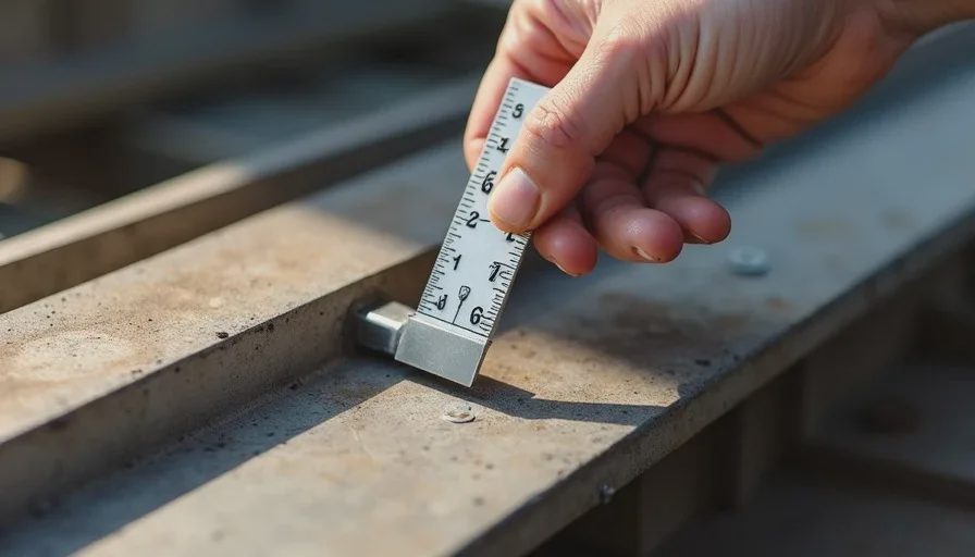 Measuring thermal expansion gap on parapet cap.