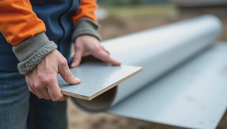 Gypsum cover board for commercial roof.